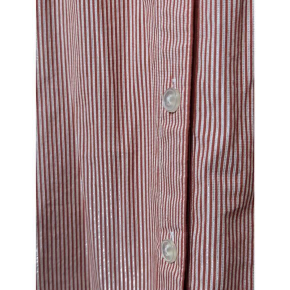 Chico's Red Silver Metallic Stripe Button Front Blouse Womens Size 3 (XL-16) - Picture 5 of 8